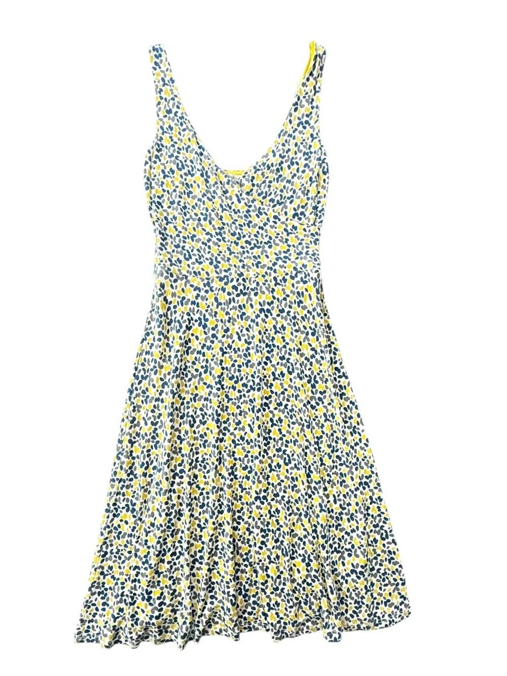 Boden Women Fit Flare Dress US 2R White Blue Yellow Dot Print Sleeveless - Picture 4 of 11